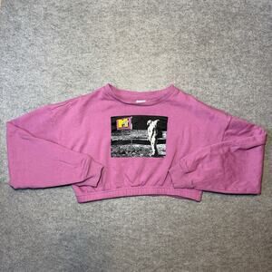 MTV Women Crop Sweatshirt Pink S Graphic Print Pullover